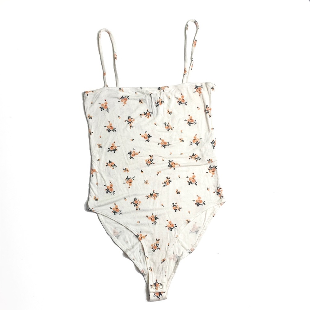 Floral White Square Neck Top